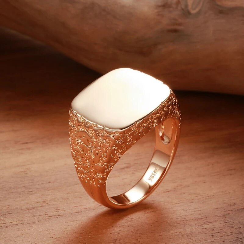 Rosegold Smooth Square Steel Signet Ring