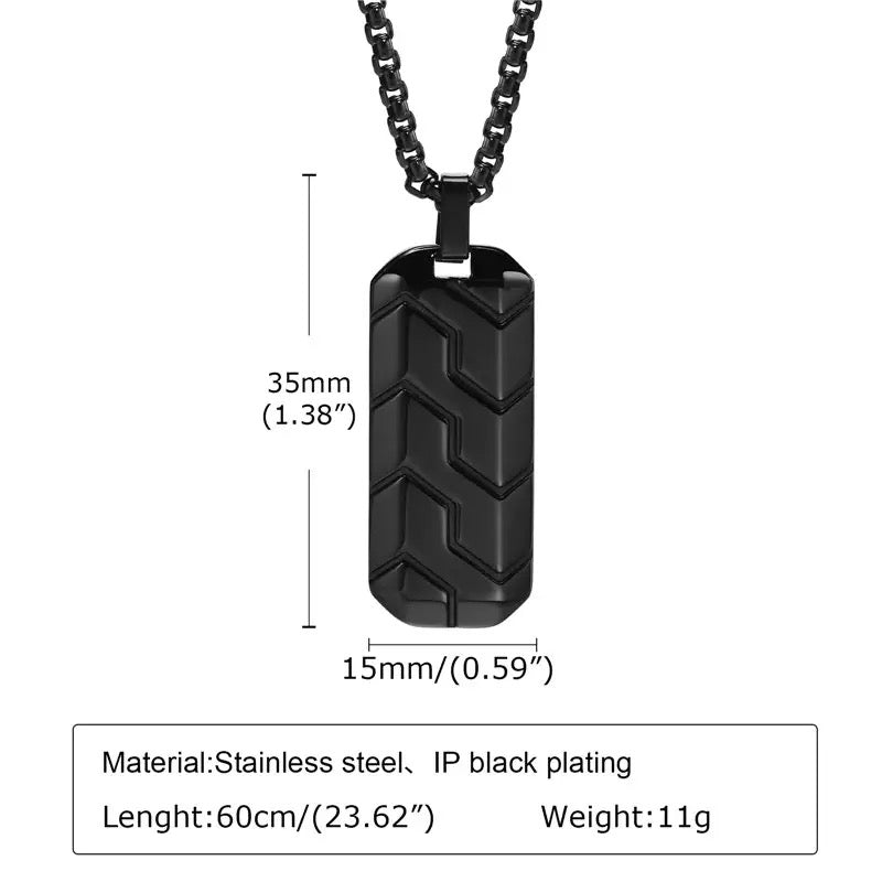 Vintage Tire Pattern Pendant Necklace