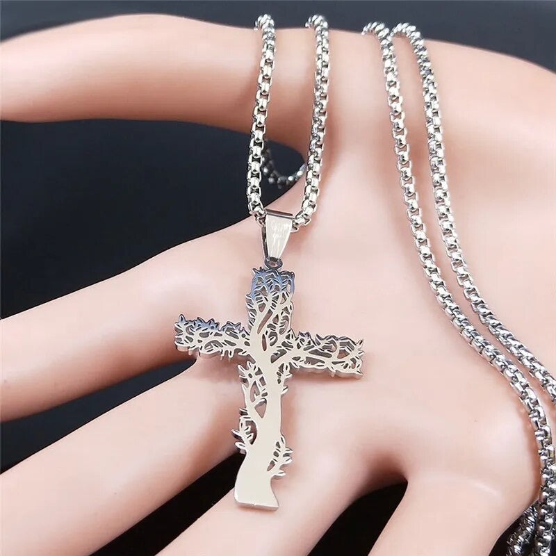 Tree of Life Cross Pendant Necklace