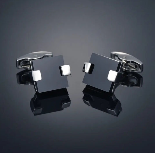 Black Enamel Square Cufflinks