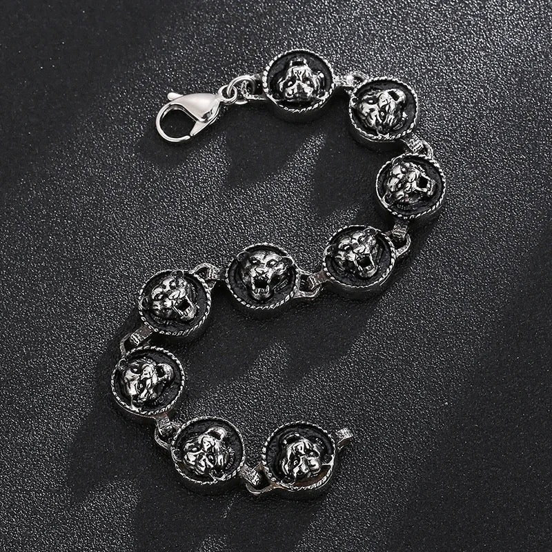Vintage Silver Tiger Links Chain Bracelet