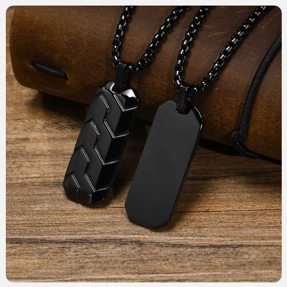 Vintage Tire Pattern Pendant Necklace