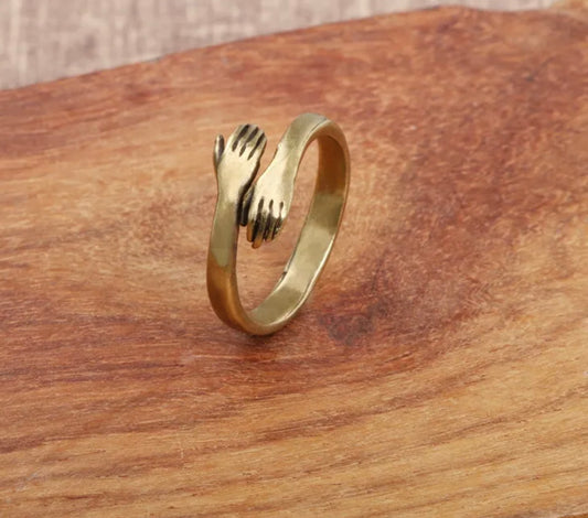 Vintage Copper Hands Hug Ring