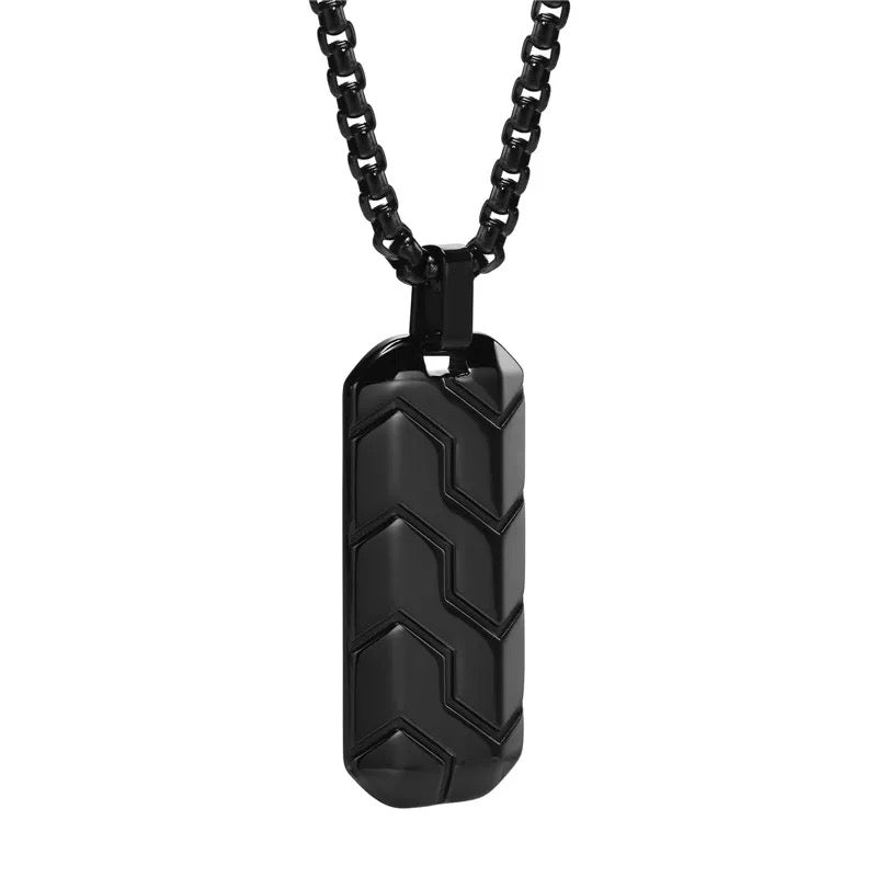 Vintage Tire Pattern Pendant Necklace