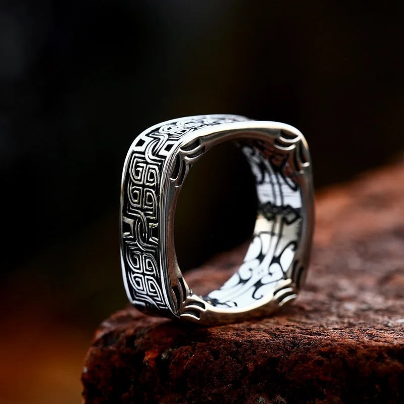 Vintage Square Shape Stainless Steel Ring