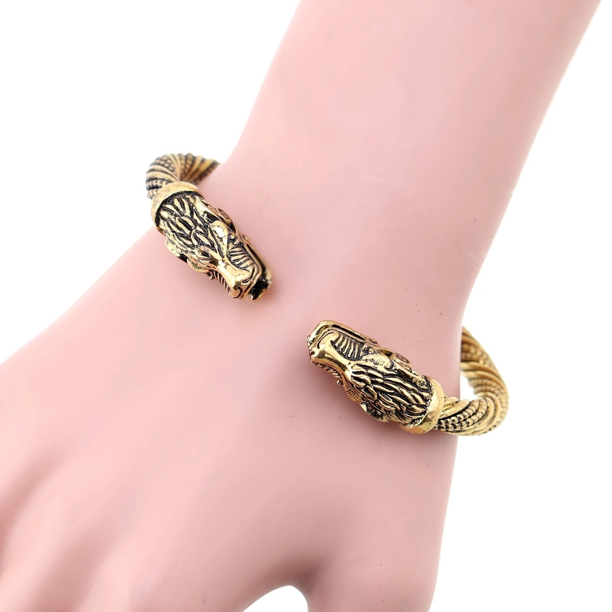 Vintage Vikings Dragon Open Cuff Bracelet