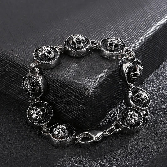 Vintage Silver Tiger Links Chain Bracelet