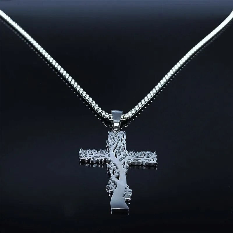 Tree of Life Cross Pendant Necklace