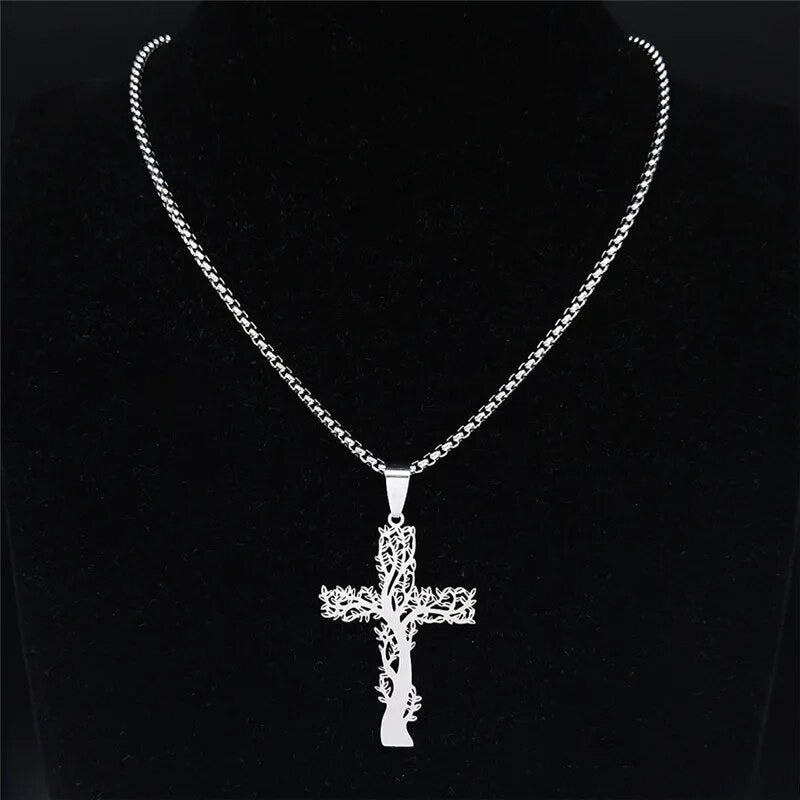 Tree of Life Cross Pendant Necklace
