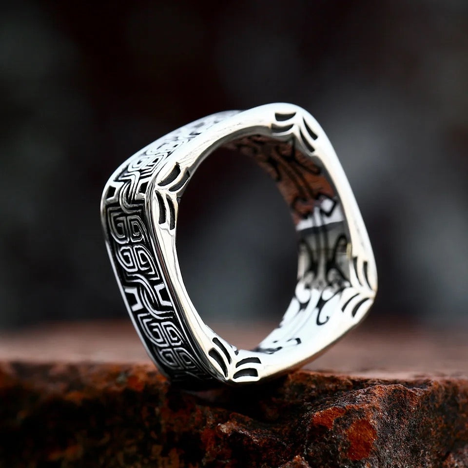 Vintage Square Shape Stainless Steel Ring