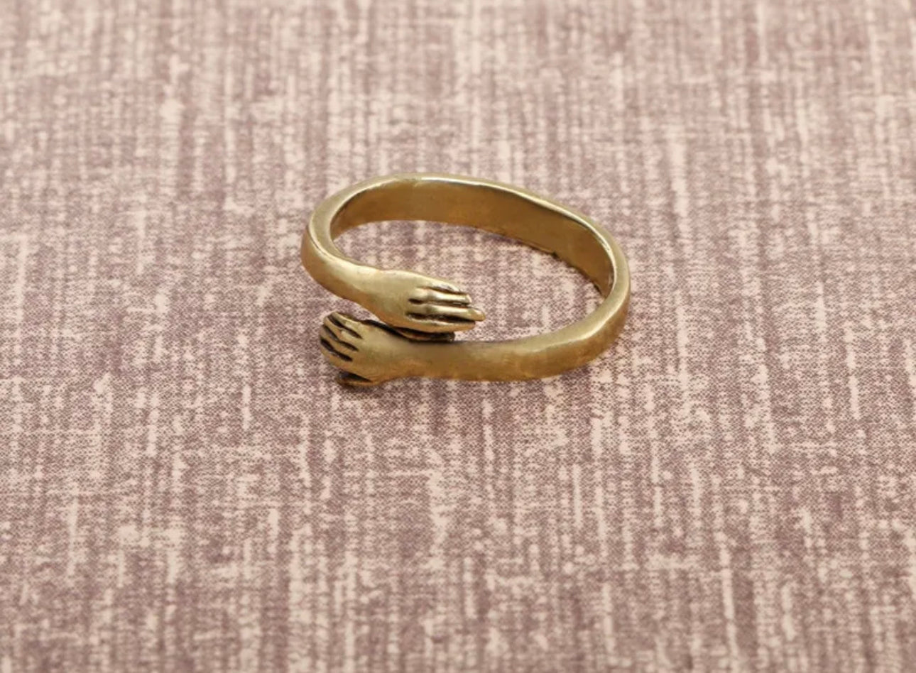 Vintage Copper Hands Hug Ring