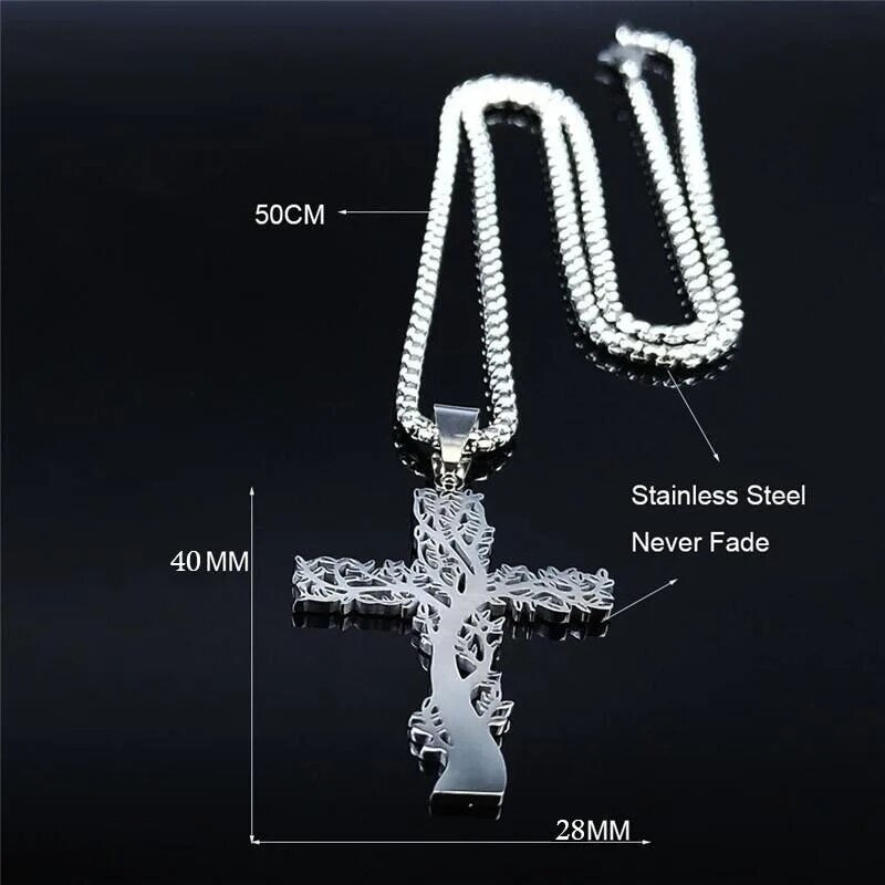 Tree of Life Cross Pendant Necklace