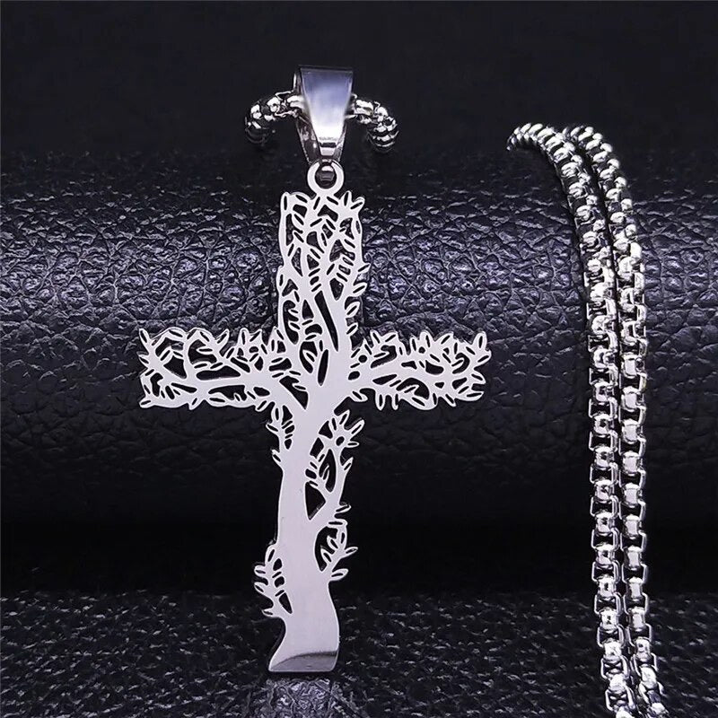 Tree of Life Cross Pendant Necklace