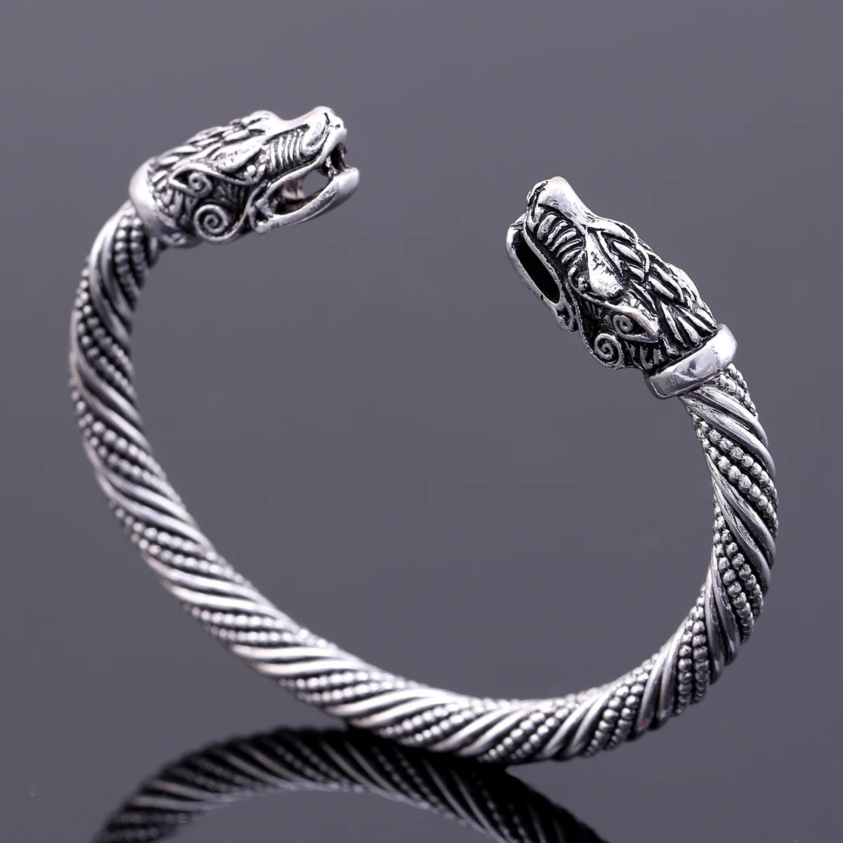 Vintage Vikings Dragon Open Cuff Bracelet