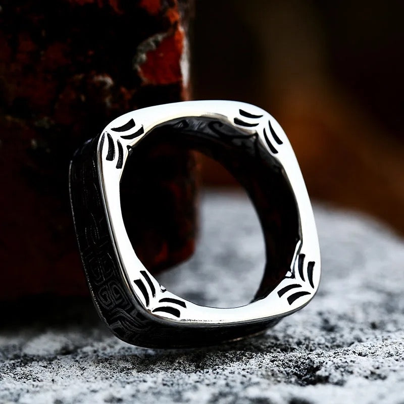 Vintage Square Shape Stainless Steel Ring