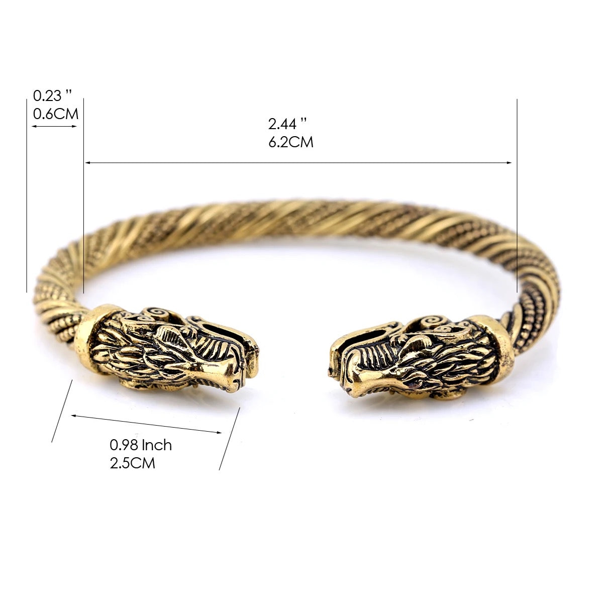 Vintage Vikings Dragon Open Cuff Bracelet