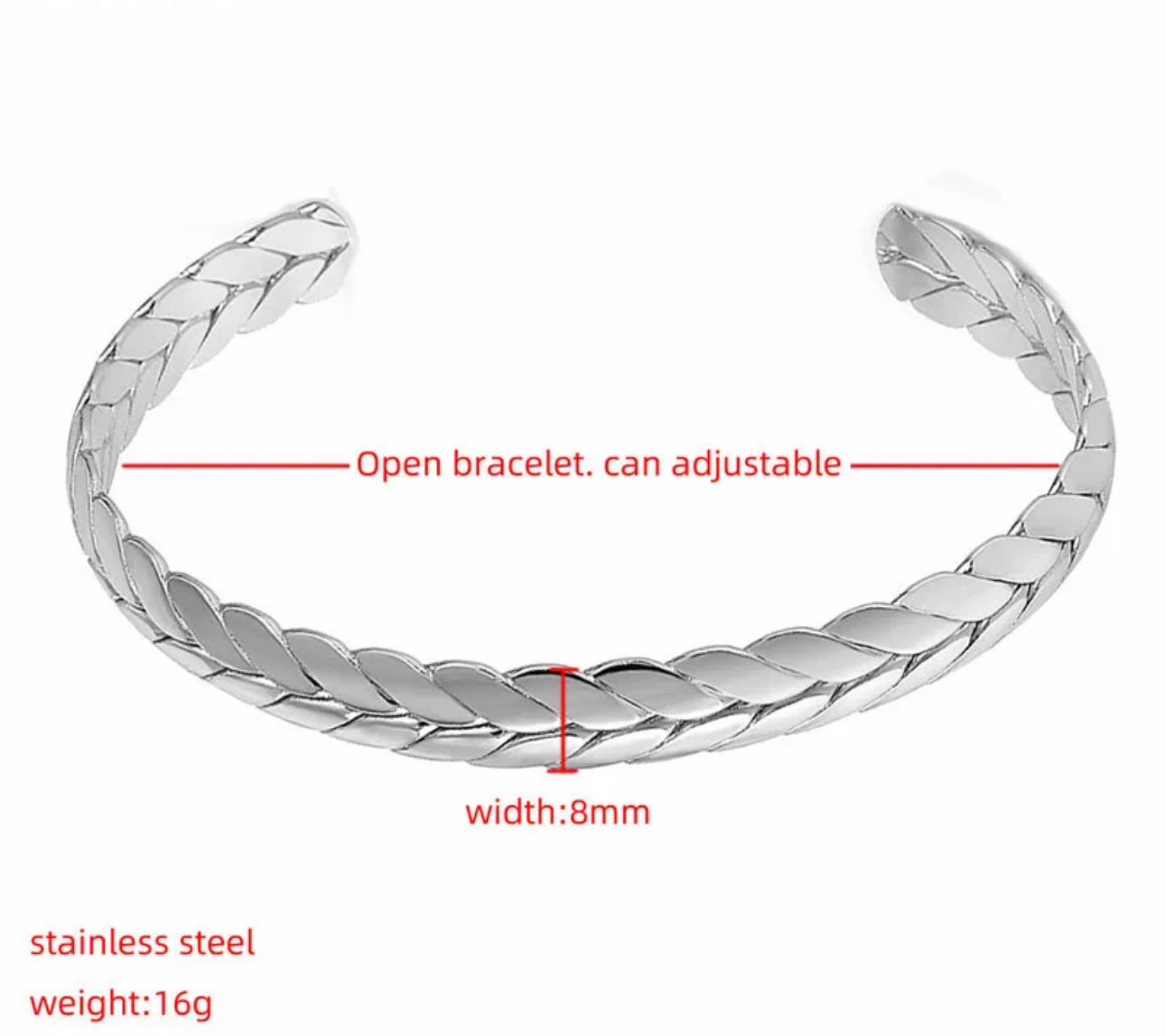Wheat Ear Open Cuff Steel Bracelet