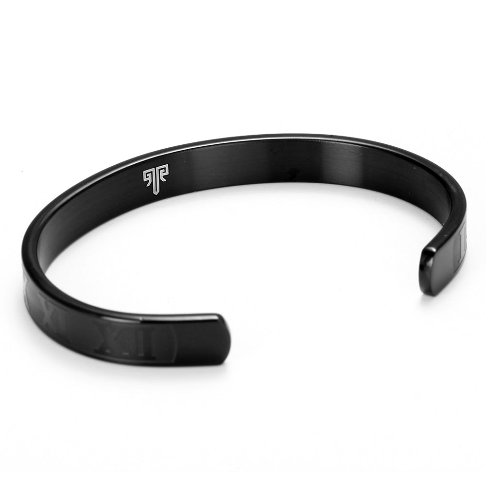 2shup Luxury Steel Roman Numerals Cuff Bracelets