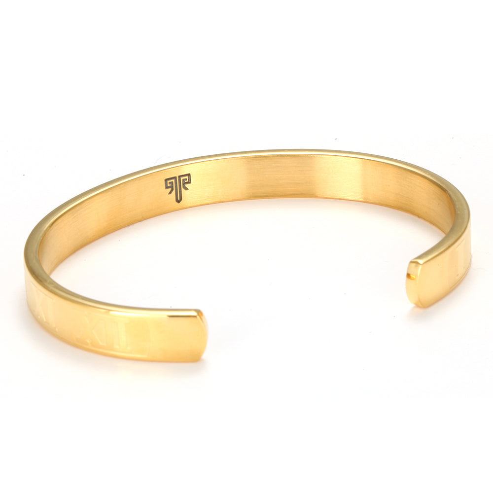 2shup Luxury Steel Roman Numerals Cuff Bracelets