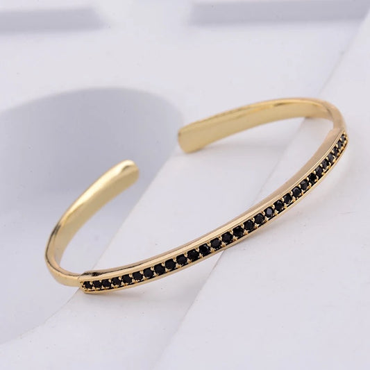 Micro Inlaid Zircon Copper Cuff Bracelets