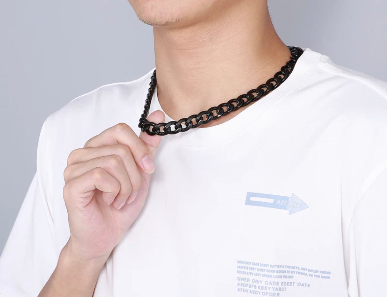 Thick Cuban Chain Zircon Charm Choker Necklace
