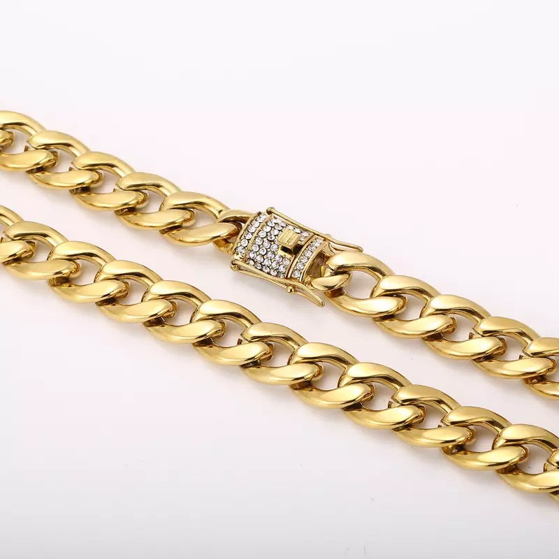 Thick Cuban Chain Zircon Charm Choker Necklace