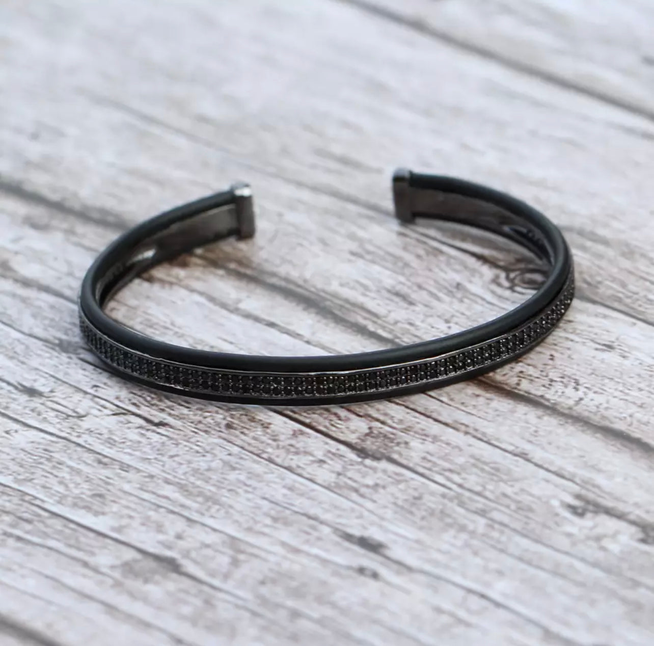 Vintage Double Paved Micro CZ Silicon Cuff Bracelets