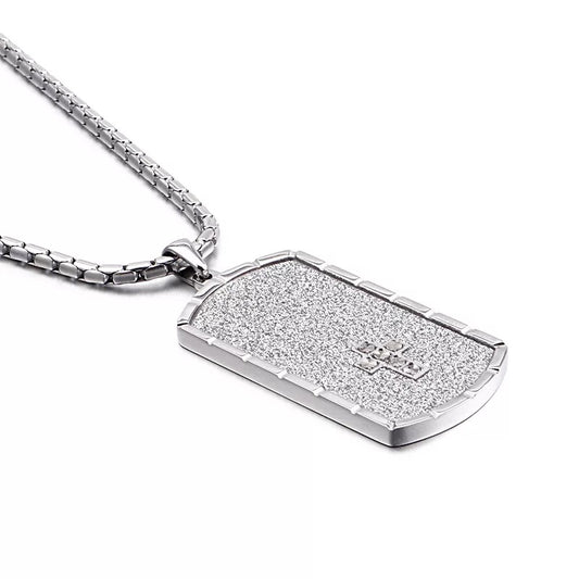 Cross Tag Pendant Link Chain Necklace