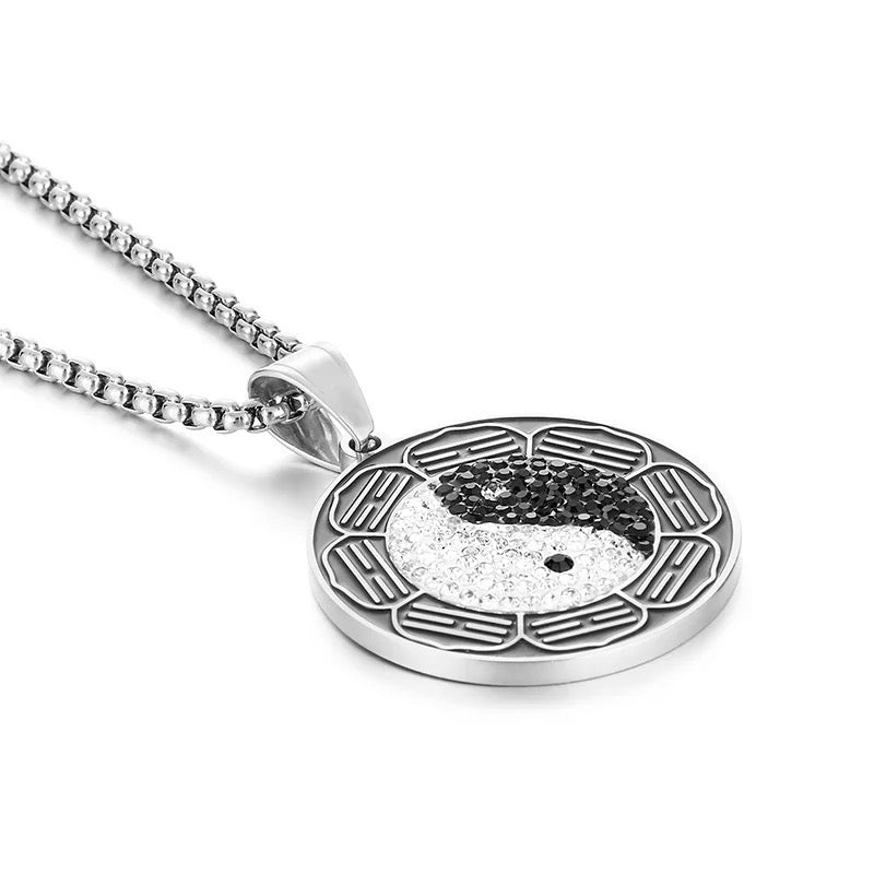 Yin Yang Circle Pendant and Necklace