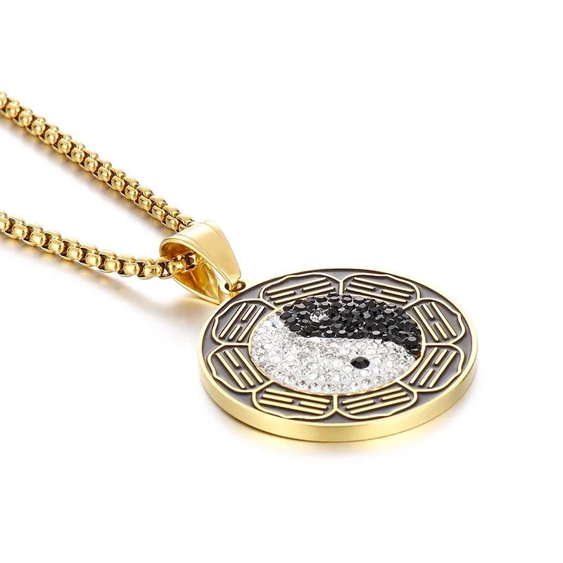 Yin Yang Circle Pendant and Necklace