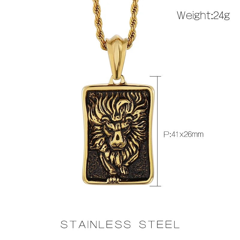 Classic Men 316L Stainless Steel Lion Pendant