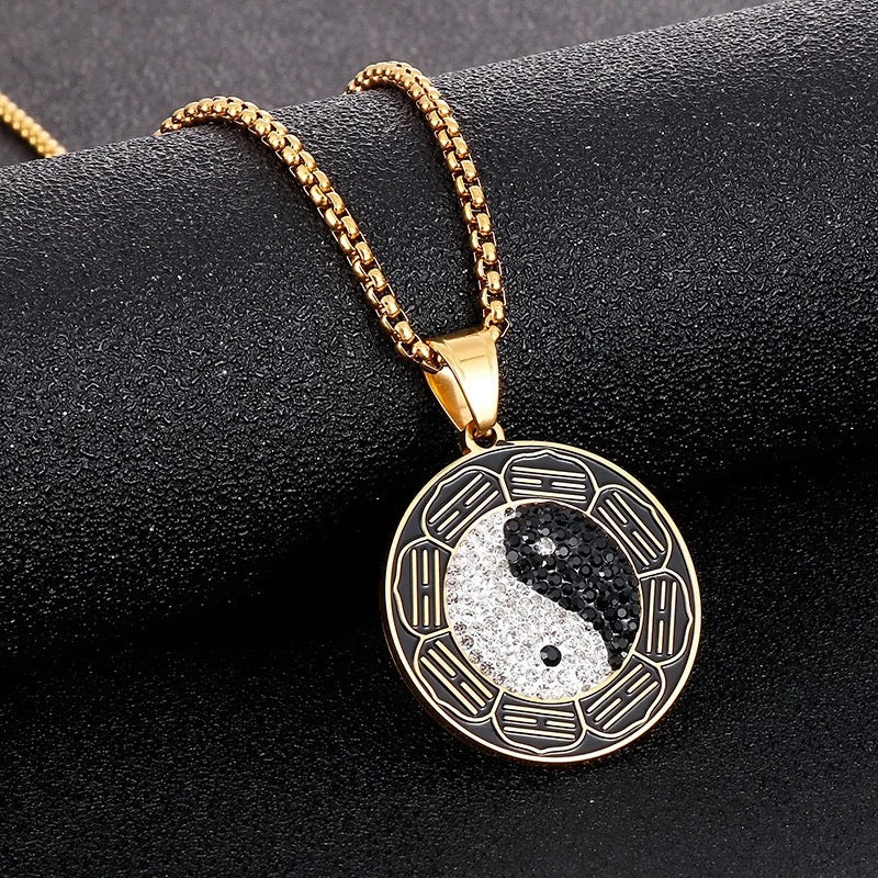 Yin Yang Circle Pendant and Necklace