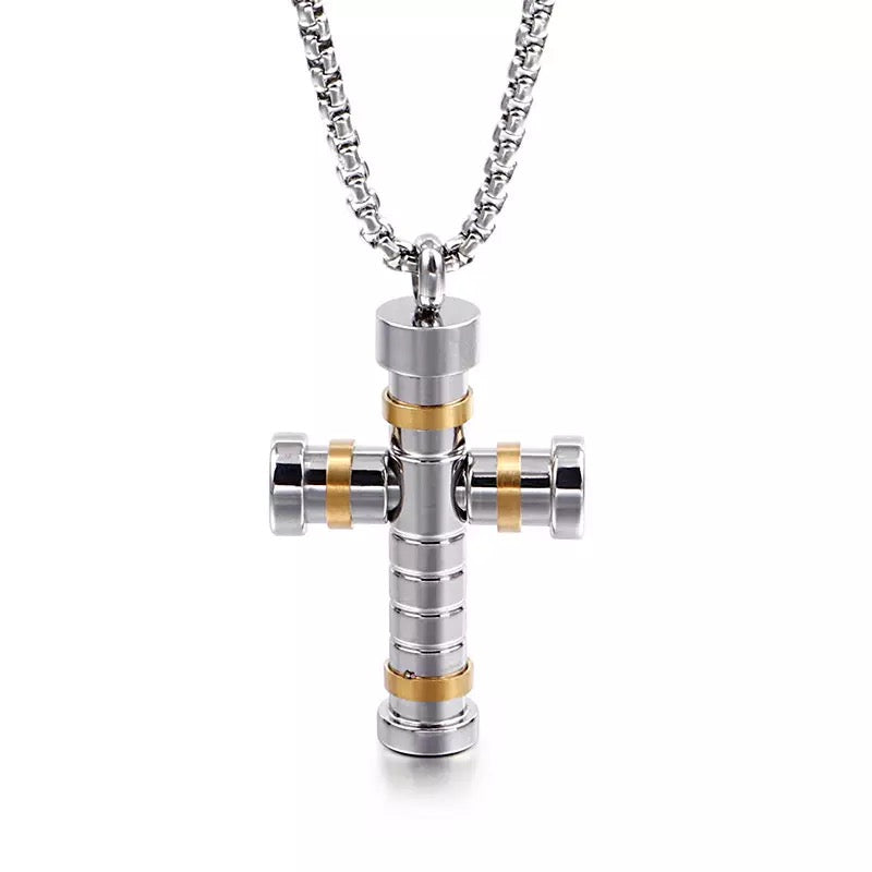 Titanium Steel Multicolored Cross Pendant Necklace