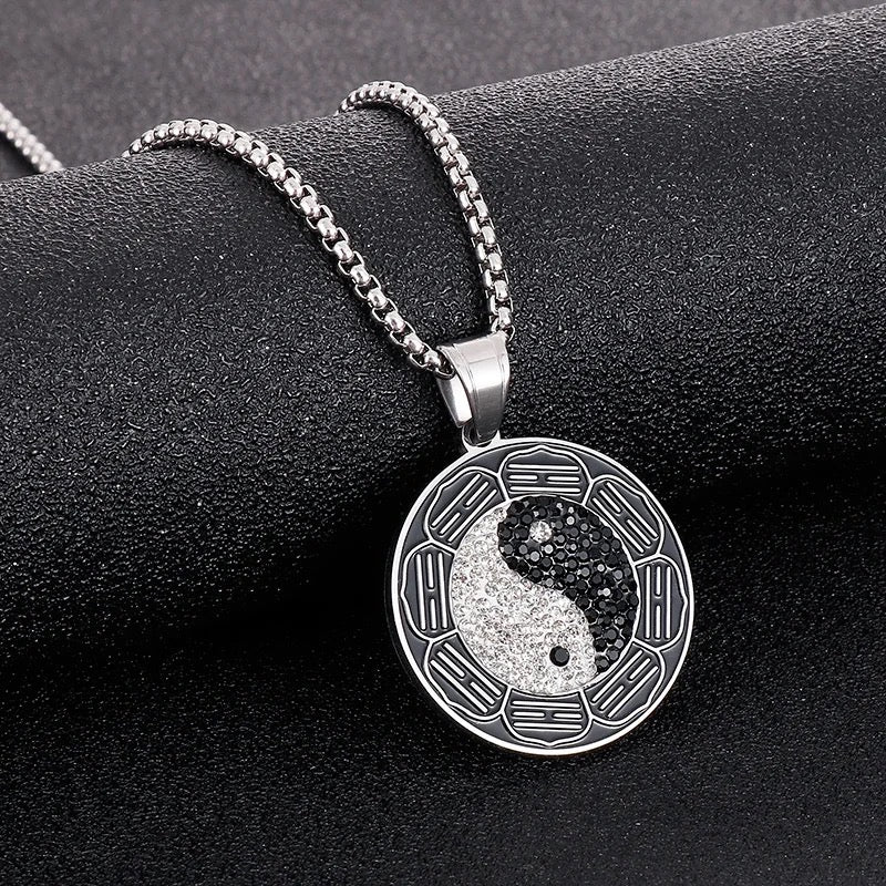 Yin Yang Circle Pendant and Necklace