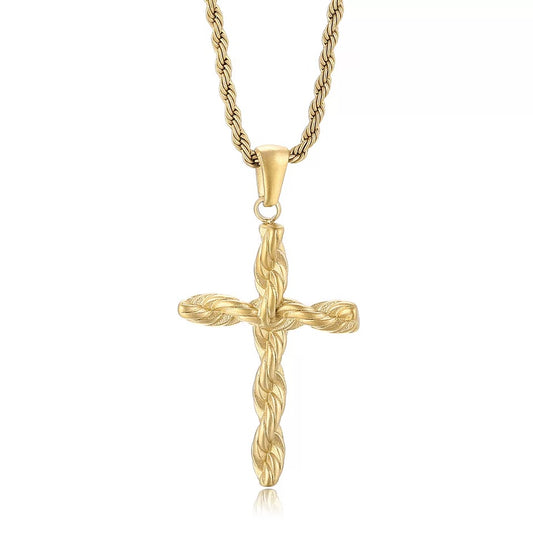 Twisted Cross 316L Stainless Steel Pendant Necklace