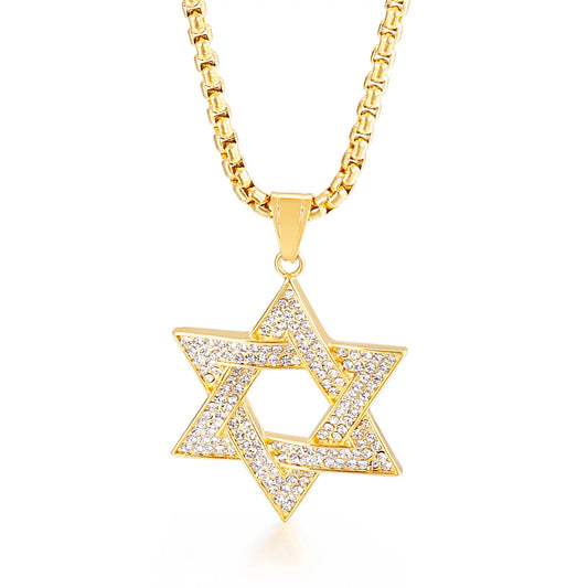 Star of David Zircon Pendant Chain Necklace