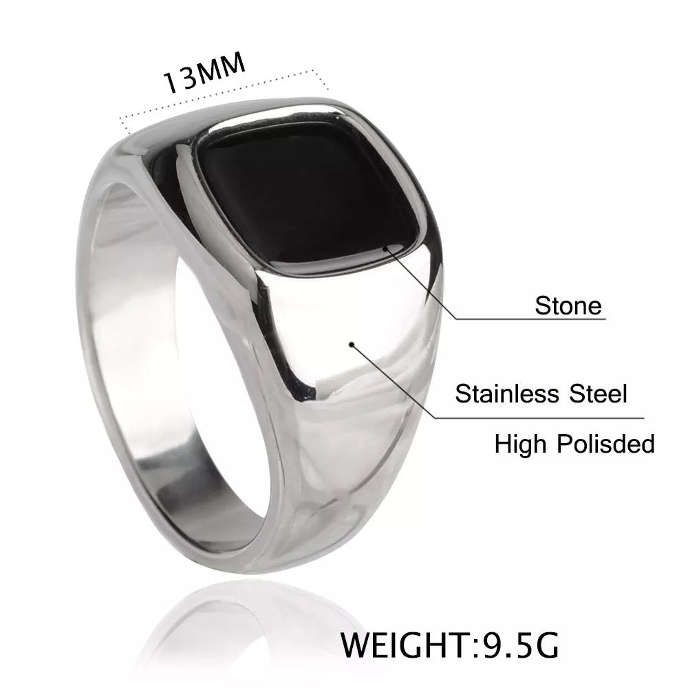 Smooth 316L Stainless Steel Signet Ring For Men