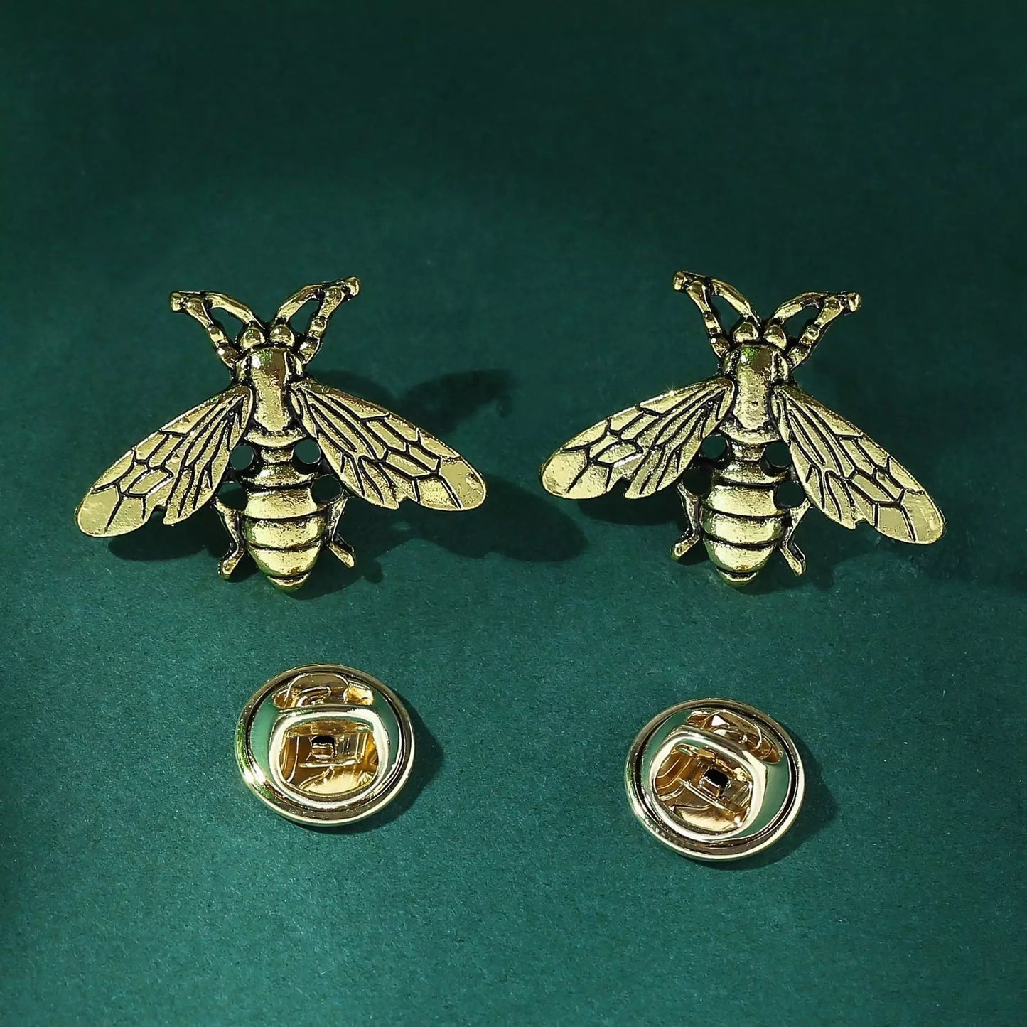 Vintage Steel Bee Collar Pins