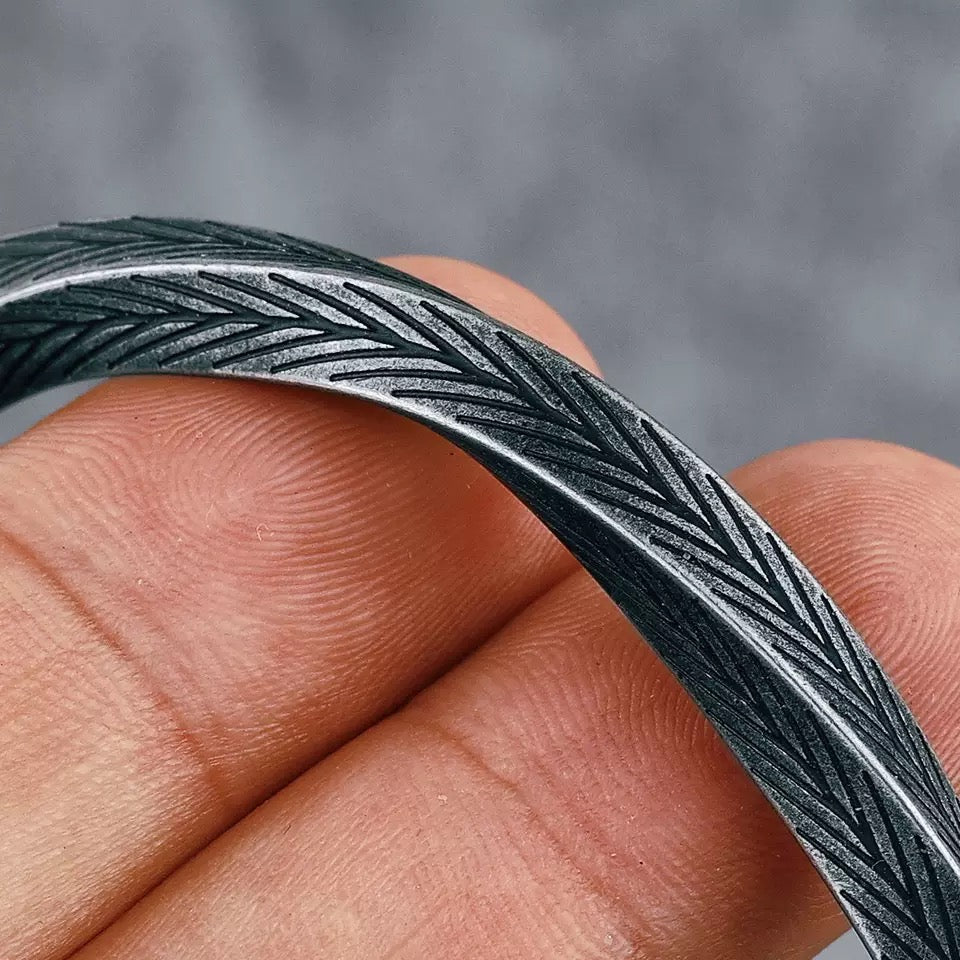 Willow Leaves Stainless Steel Cuff Bracelet