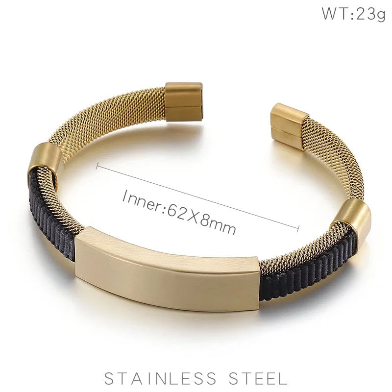 Woven Mesh Open Cuff Bracelet