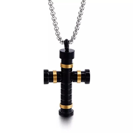 Titanium Steel Multicolored Cross Pendant Necklace