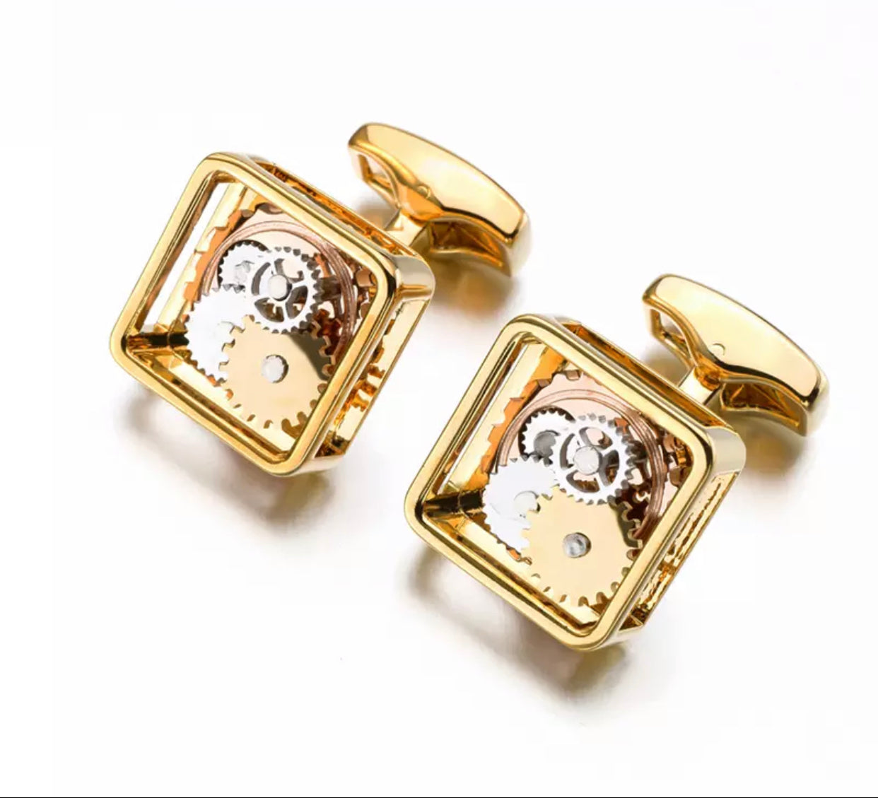 2shup Mechanical Gear Cufflinks Ring and Bracelet Gift Set