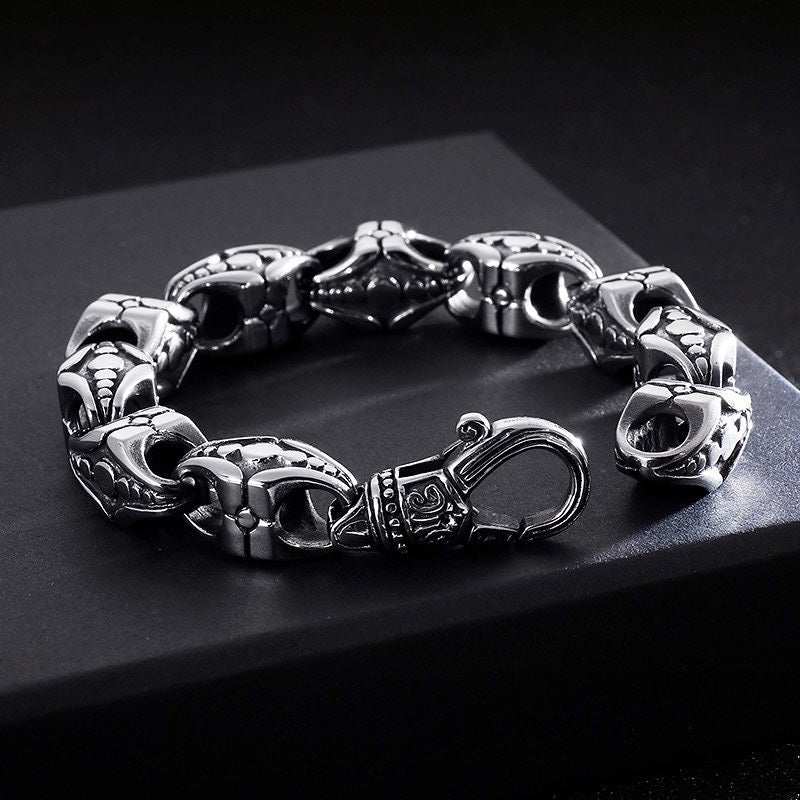 Vintage Lock Heavy Cuban Link Chain Bracelet
