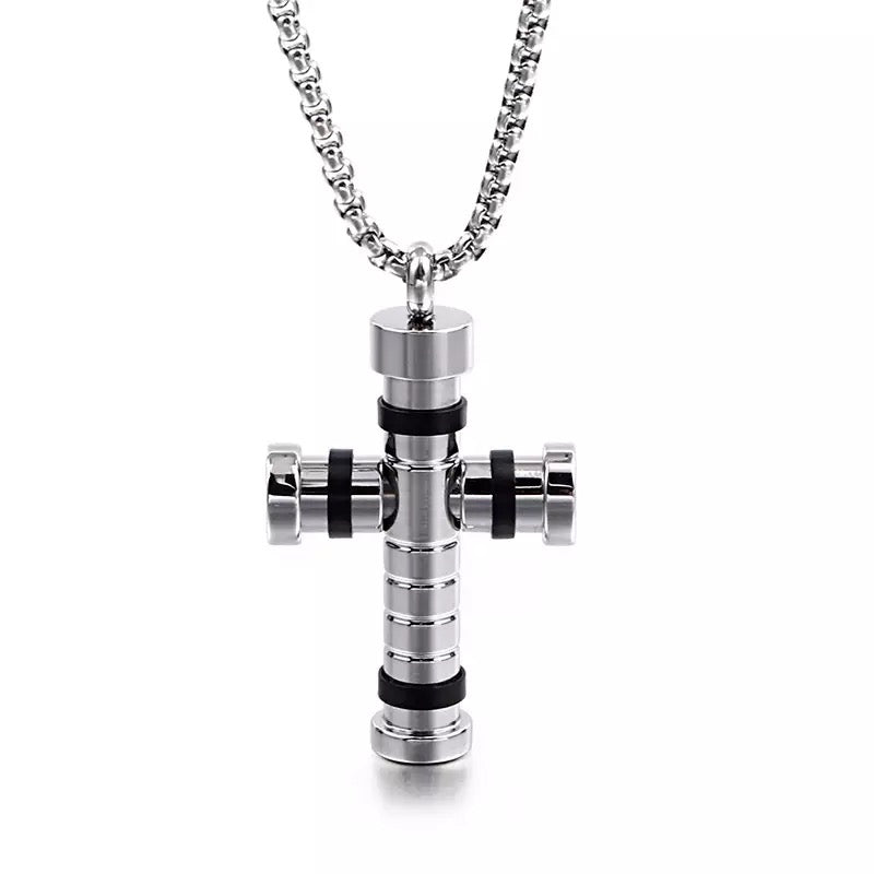 Titanium Steel Multicolored Cross Pendant Necklace