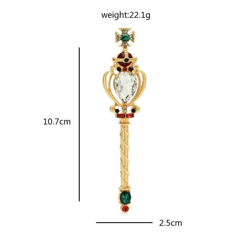 Cross Mace Rhinestone Brooch is