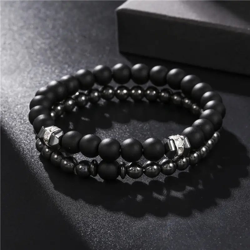 2Pcs/set Natural Stones Beaded Bracelet