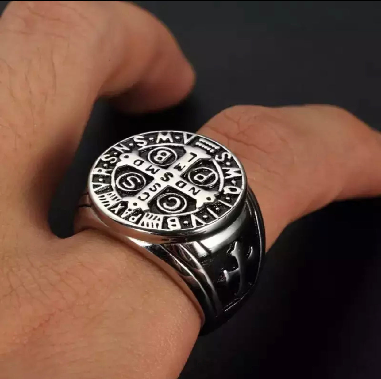 Saint Benedict Steel Ring