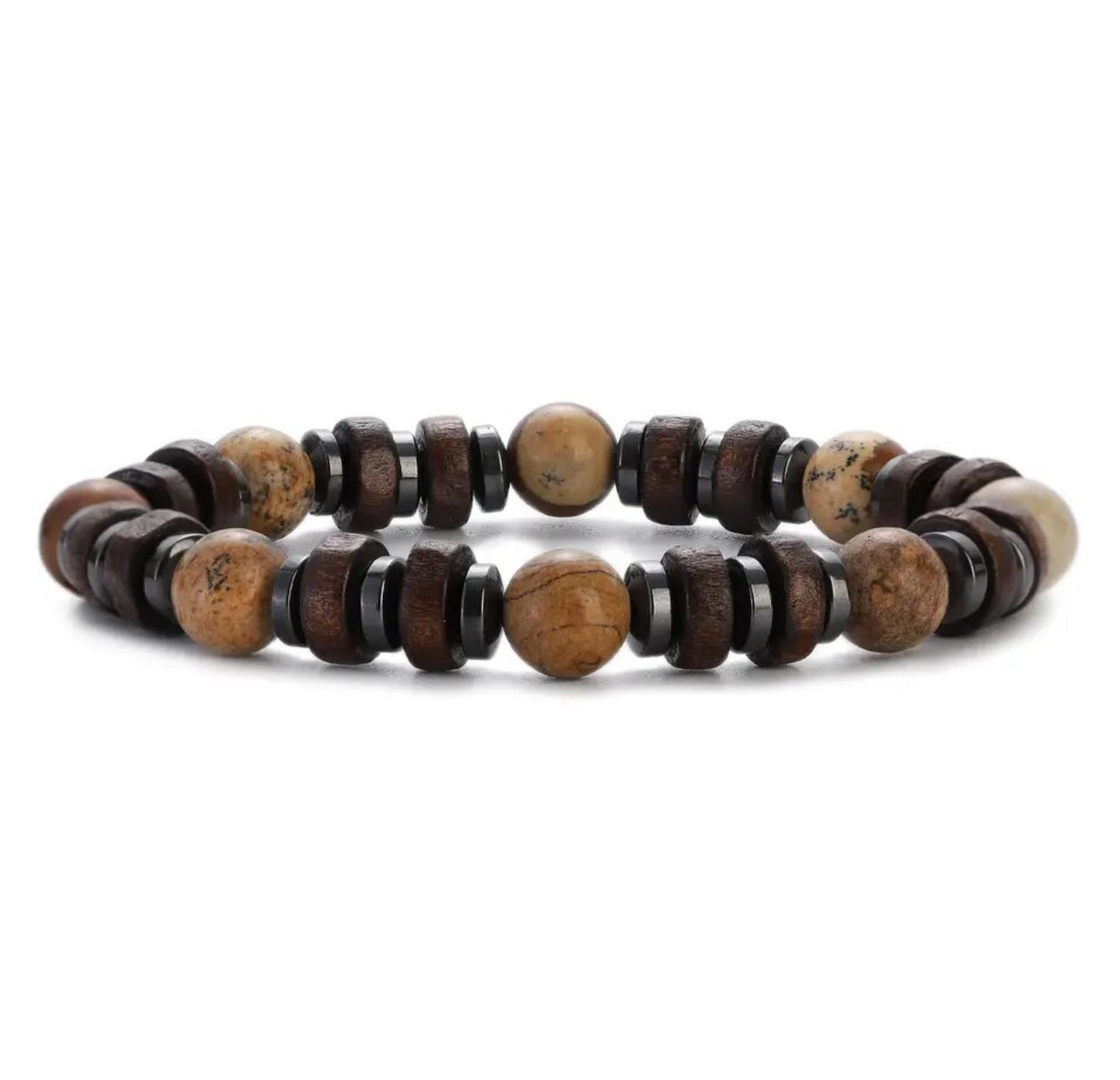 Antique Bohemian Wood Lava Beads Bracelets