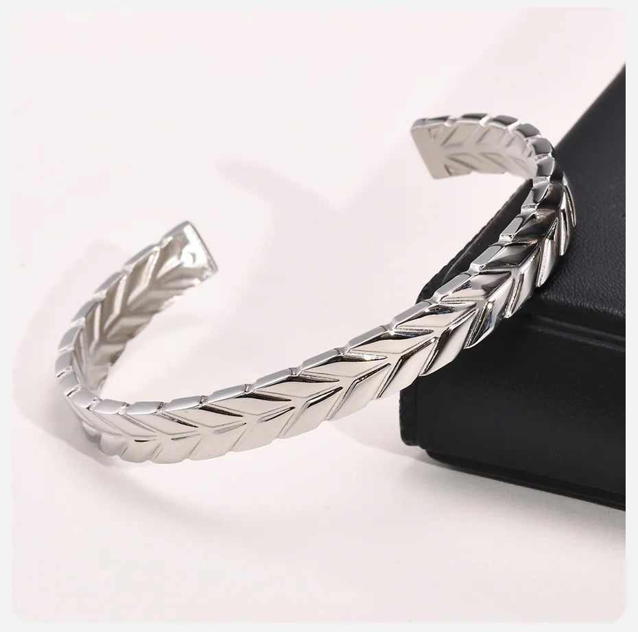 Arrow Textured Steel Cuff Bracelet