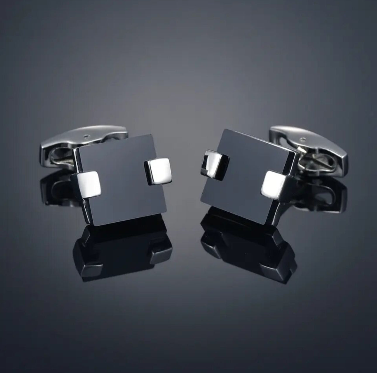 Black Enamel Square Cufflinks